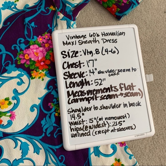 Vintage 60s Hawaiian Floral Barkcloth Maxi Dress - Picture 15 of 15